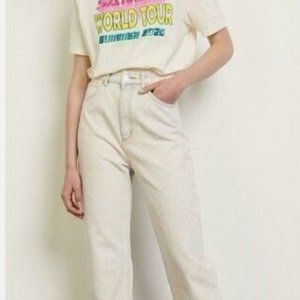 Sandro Zebra Print Straight Leg Jeans size 42